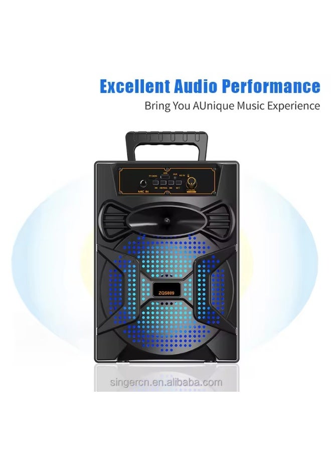 ZQS808 8-inch Wireless Bluetooth Speaker Supports Auxiliary Speaker/TF Card/USB Karaoke Portable Outdoor Speaker - Image 2