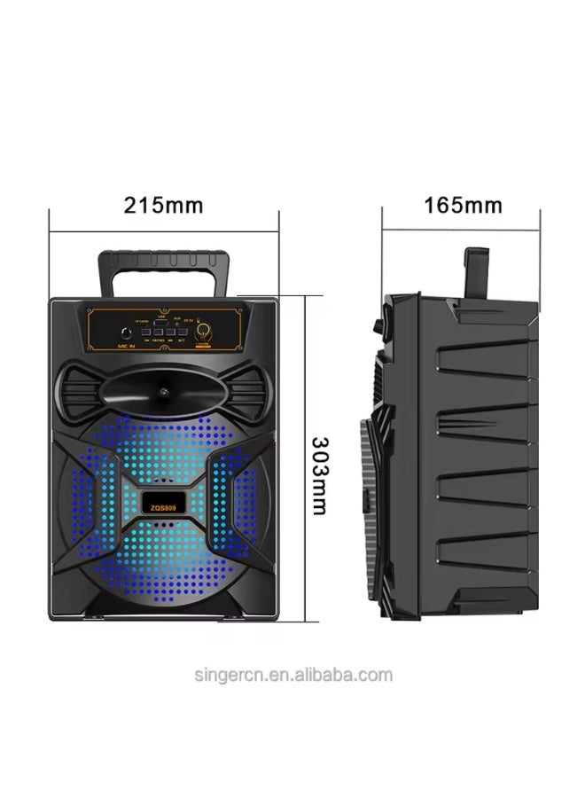 ZQS808 8-inch Wireless Bluetooth Speaker Supports Auxiliary Speaker/TF Card/USB Karaoke Portable Outdoor Speaker - Image 3