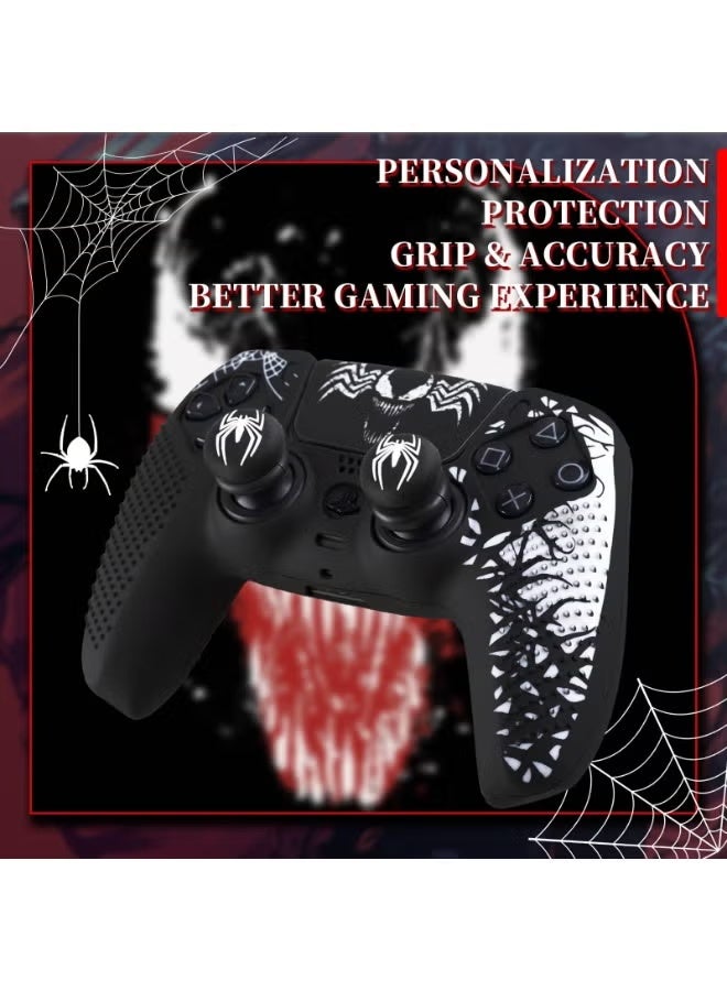 ChicVibe Anti-Slip Silicone Cover Skin for PS5 Controller, Soft Rubber Case for PS5 Wireless Controller With 2 Sets Thumb Grips+Sticker * 1-Black-Head - Image 5