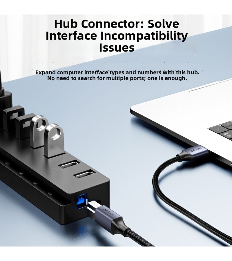 كابل طابعة USB 3.0 أسود مضفر من النايلون بطول 3 متر، مذهب بسرعة عالية 5 جيجابت في الثانية - Image 5