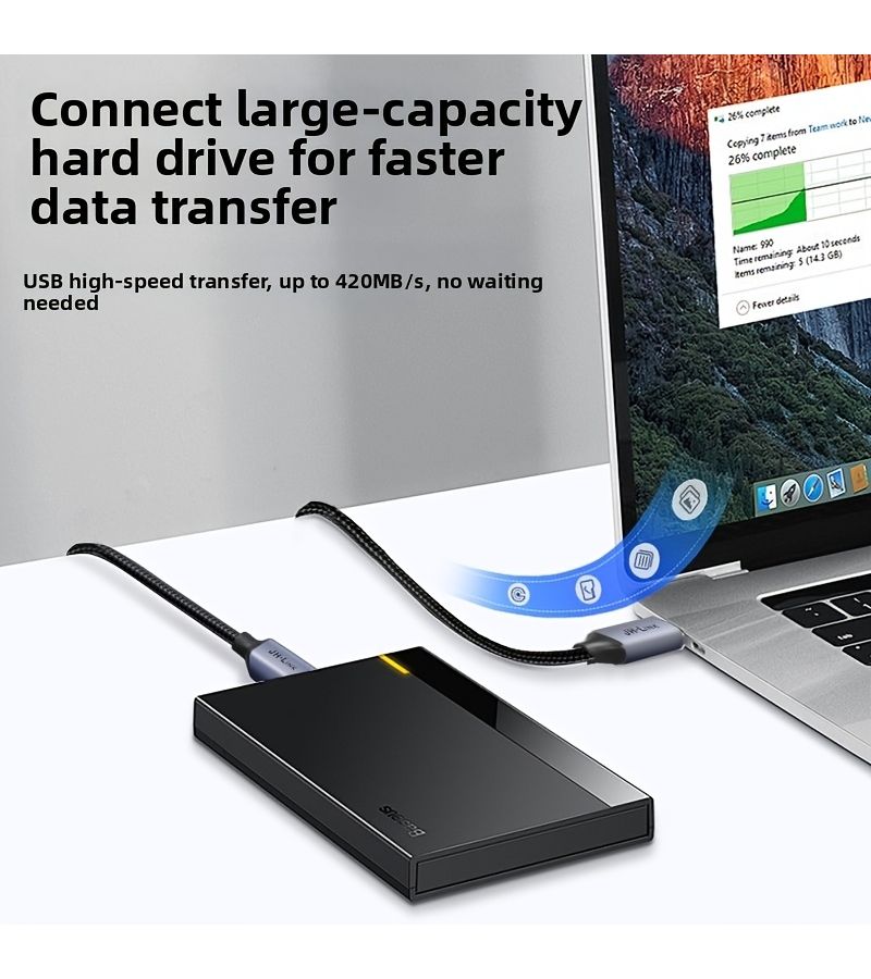 كابل طابعة USB 3.0 أسود مضفر من النايلون بطول 3 متر، مذهب بسرعة عالية 5 جيجابت في الثانية - Image 2