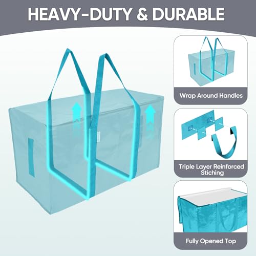 TICONN 8 Pack Extra Large Moving Bags Heavy Duty with Zippers & Carrying Handles, Durable Storage Bags Moving Boxes for Closet Organizers and Storage (8 Pack, Light Grey) - Image 3