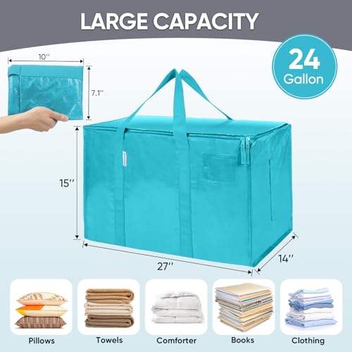 TICONN 8 Pack Extra Large Moving Bags Heavy Duty with Zippers & Carrying Handles, Durable Storage Bags Moving Boxes for Closet Organizers and Storage (8 Pack, Light Grey) - Image 5