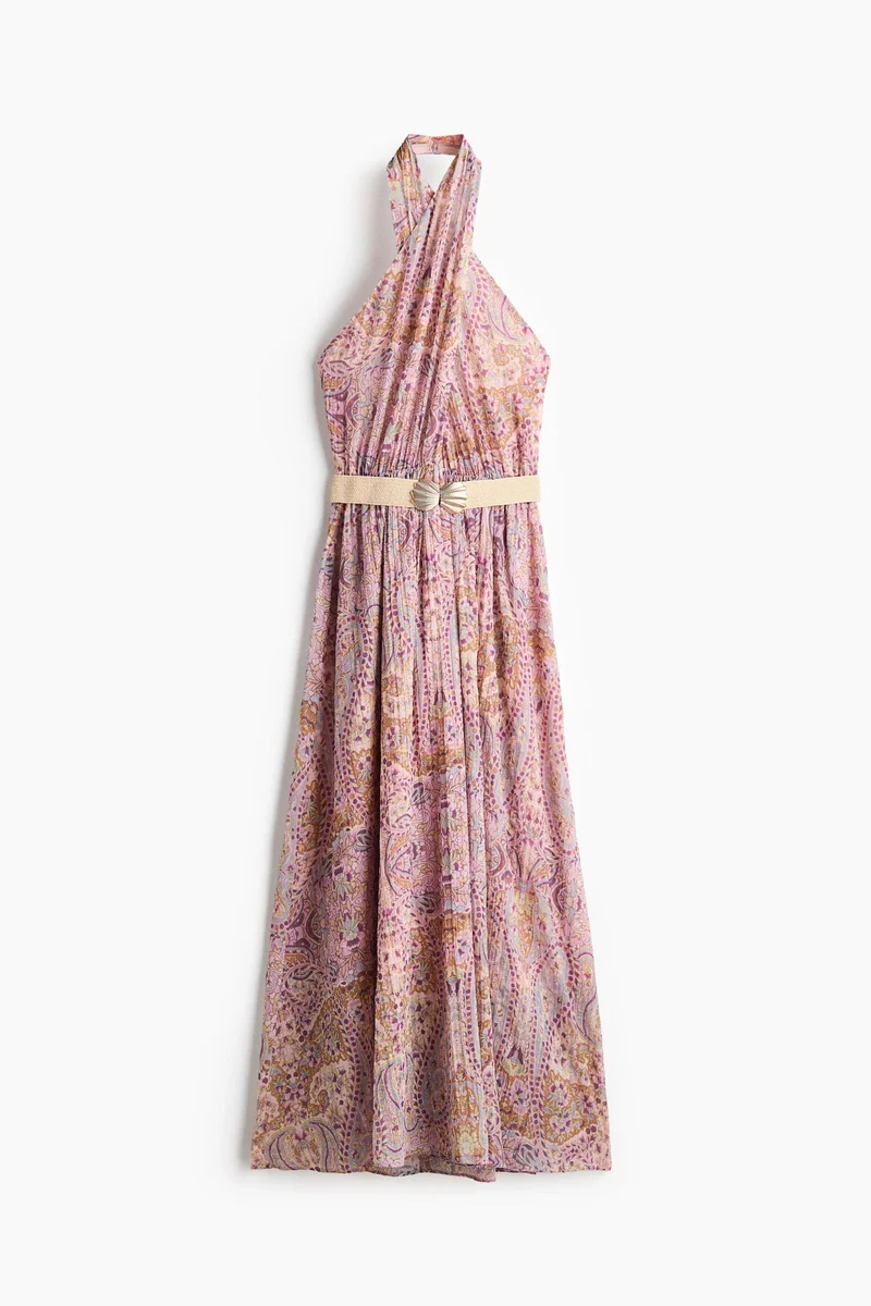 H&M Belted halterneck dress