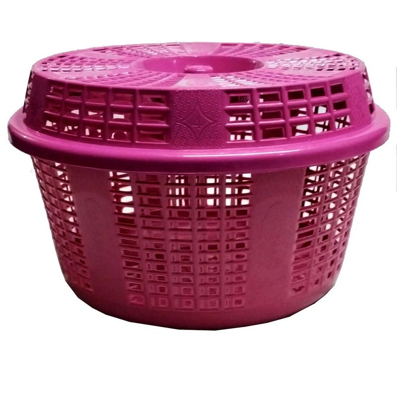 Skylii Round Plastic Basket With Lid Storage basket For vegetables fruit laundry fish eggs and multi purpose set of 4 Multicolour - Image 4