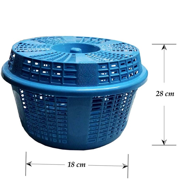 Skylii Round Plastic Basket With Lid Storage basket For vegetables fruit laundry fish eggs and multi purpose set of 4 Multicolour - Image 2