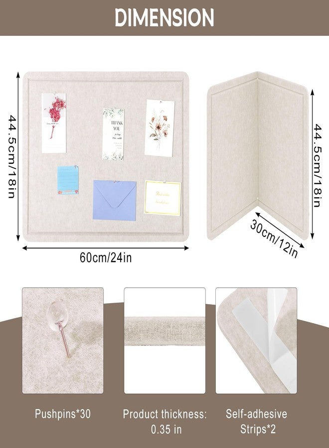 Thboxes Bulletin Board, 24" x 18" Foldable Cork Board Felt Pin Boards with 30 Pushpins Self-Adhesive Photo Decorative Felt Boards for Walls, Office, School, Classroom, Home, Bedroom - Oatmeal - Image 2