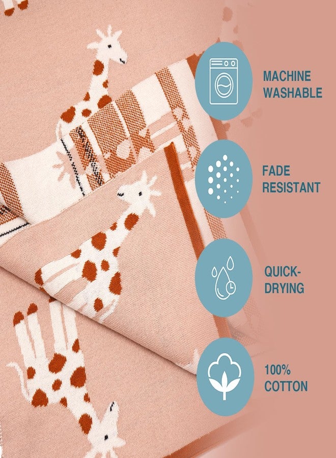 TIDY SLEEP بطانية تيدي سليب المحبوكة من القطن بنسبة 100% للأطفال حديثي الولادة، غطاء لحاف ناعم ومسامي للأولاد والبنات حديثي الولادة | المقاس 100 سم × 80 سم، من 0 إلى 18 شهرًا (طبعة زرافة) - Image 4