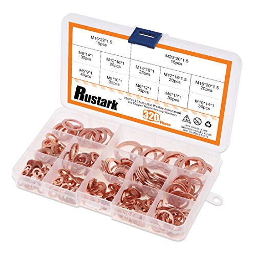 Rustark 320 Pcs Copper Flat Washers Assortment Kit Metric Sealing Washers M5 M6 M8 M10 M12 M14 M16 M20（12 Sizes） - Image 5