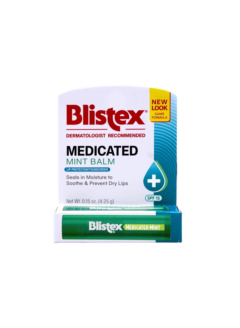 Blistex - Blistex Medicated Mint Balm Lip Protectant/Sunscreen SPF 15, 0.15 oz (Pack of 7) - Image 1