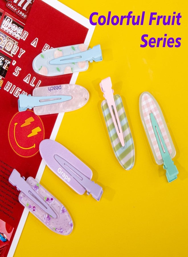 Magicsky 12PCS No Bend Hair Clips, Hawaiian Acrylic Flat Styling No Crease Pins, Bang Seamless Duckbill, Barrettes for Makeup, Cute Beach Hairstyle Tool for Women Girls, Colorful Fruit - Image 3