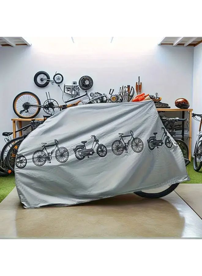 1 Pc Gray Motorcycle Cover Heavy Duty Sun Protection Outdoor All Climates Fit Most Vehicles 3D Minimalist Design Durable Material Vehicle Protection - Image 2