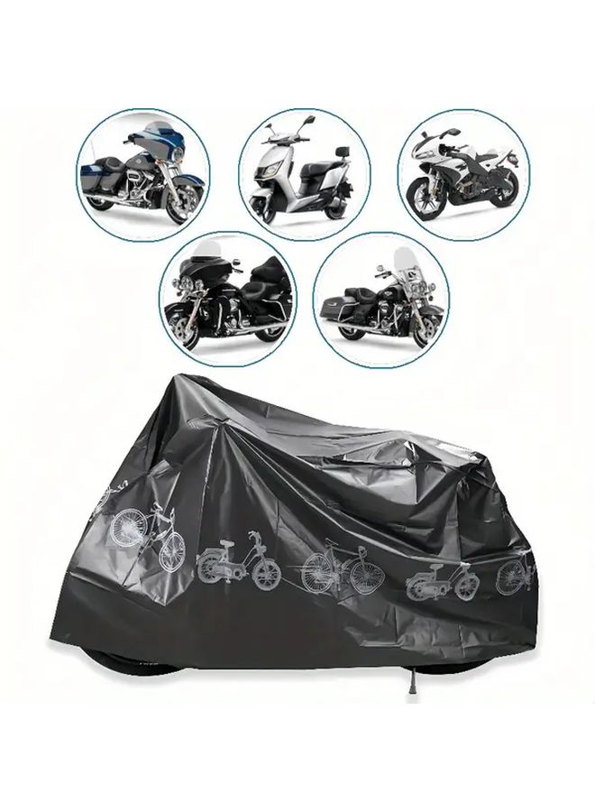 1 Pc Gray Motorcycle Cover Heavy Duty Sun Protection Outdoor All Climates Fit Most Vehicles 3D Minimalist Design Durable Material Vehicle Protection - Image 1