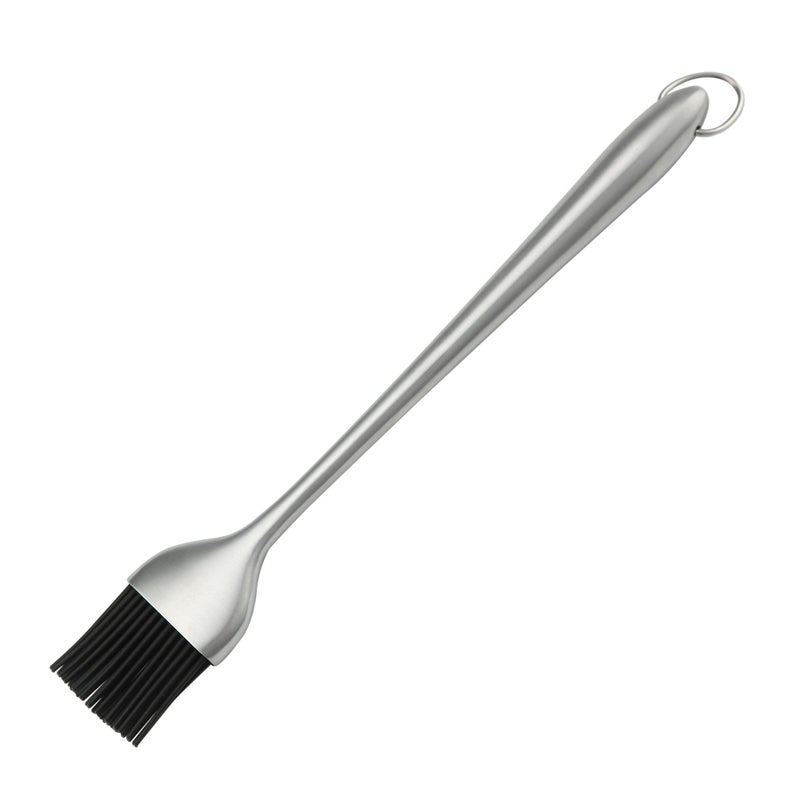 Heavy-duty BBQ Basting Brush by HQY - Silicone Bristles with 12 Inch Stainless Steel Handle - Make Grilling Easy - 5 Year Guarantee