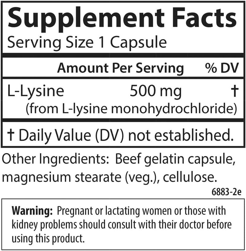Carlson  LLysine 500 mg Supports Healthy Tissue  Muscle Development 300 capsules - Image 4