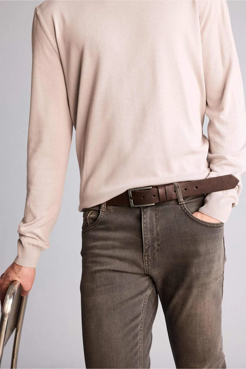 ديفاكتو Man Rectangle Clasp Faux Leather Jean Belt