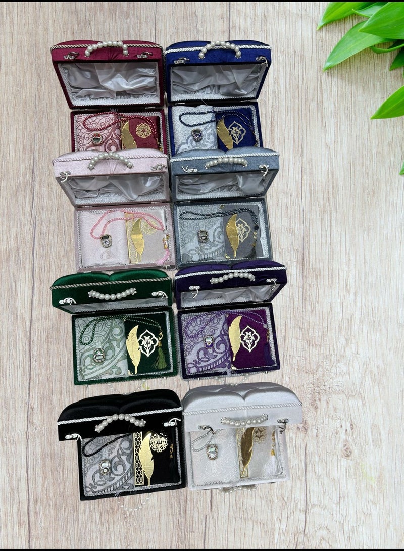 دريمزون مجموعة هدايا إسلامية لسجادة صلاة المسلمين وخرز الصلاة متعدد الألوان (صندوق واحد)