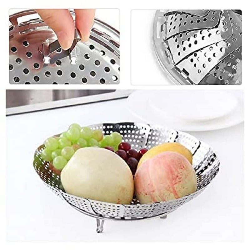 Bornix Bornix Steamer Basket Stainless Steel Steamer Basket for Vegetable/Insert for Pots, Pans steam boiling Fruit Bowl Fit for Instant Pot and Adjustable - Image 5