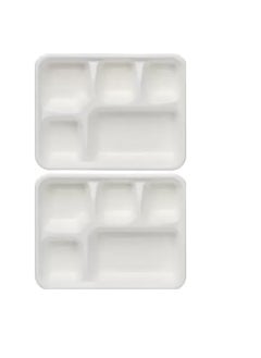 Shop & Shoppee SHOP & SHOPPEE Eco-Friendly,Biodegradabale, Safe & Hygienic Plate with 4 Sections Round Shape Dinner Plate (Microwave Safe) (10" to 11", 75)  - Image 1