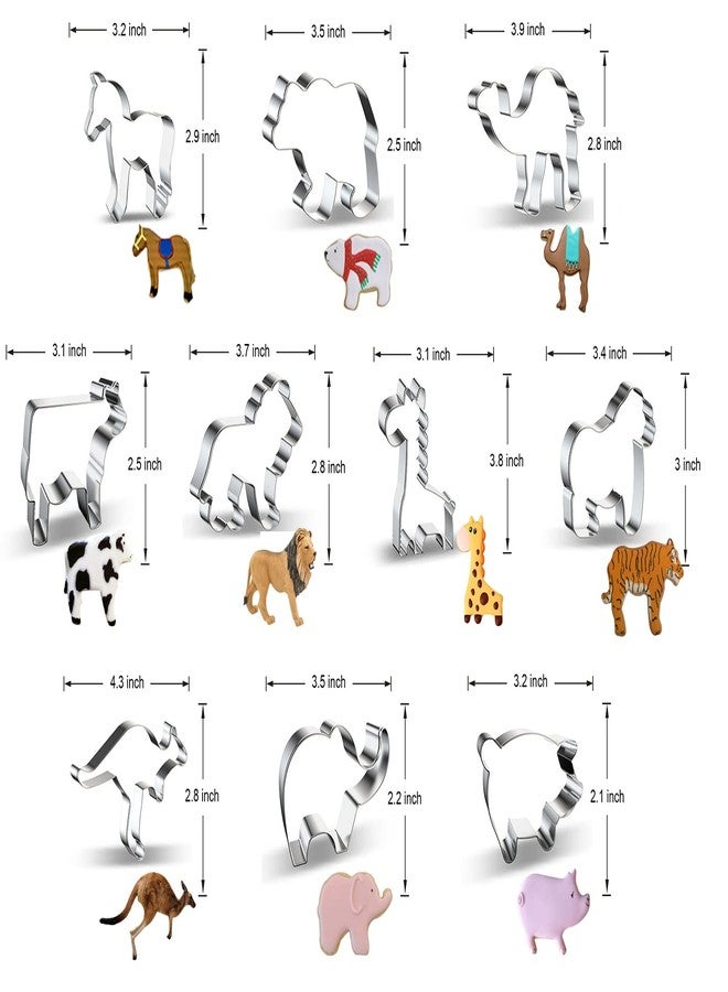 azflyife Animal Cookie Cutters Shapes for Kids Baking Large - Safari Zoo Animals 10 Piece Cookie Cutter Set with Horse, Polar Bear, Camel, Cow, Lion, Giraffe, Tiger, Kangaroo, Elephant, Pig Cookie Cutter Mold - Image 2