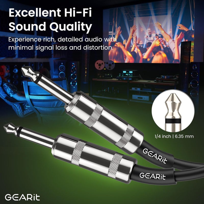 GearIT Professional Speaker Cable (15ft) 12AWG Pure Copper 1/4 inch to 1/4 inch TS Straight Male to Male for Amplifier, Speaker Cabinet, PA and DJ Audio - Image 2
