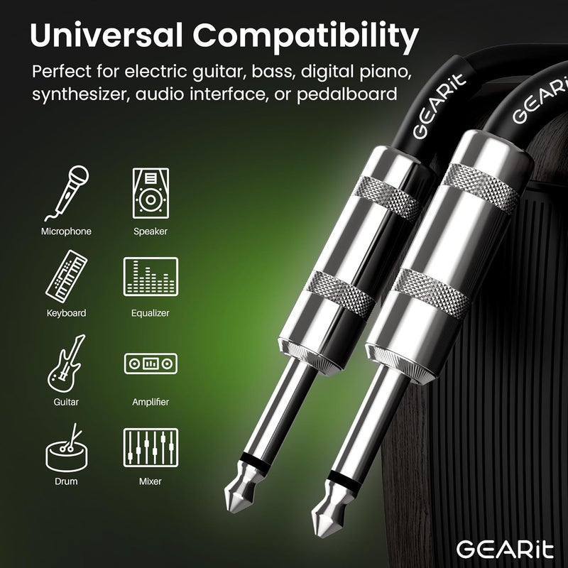 GearIT Professional Speaker Cable (15ft) 12AWG Pure Copper 1/4 inch to 1/4 inch TS Straight Male to Male for Amplifier, Speaker Cabinet, PA and DJ Audio - Image 3