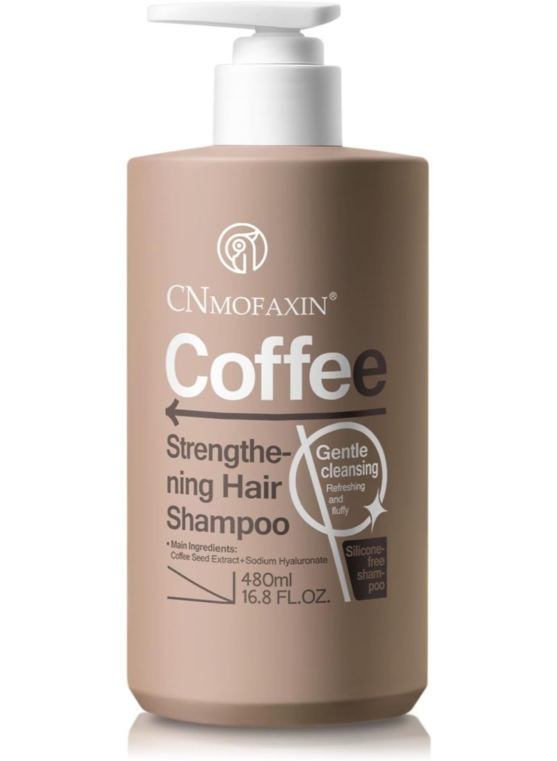 CNMOFAXIN Coffee Strengthening Hair Shampoo (480ml) – Hair Thickening & Growth Formula for Men & Women – Anti Hair Loss, Sulfate-Free, Deep Scalp Cleanse Hair Growth Shampoo, Daily Use  - Image 1
