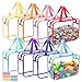 Mhtdet 8 Packs 8 Colors Large Toy Storage Bags with Zipper and Labels Clear PVC Waterproof Toy Organizers Bags for Board Games Puzzles Pieces Building Blocks Handmade Accessories Kid Books - Image 3