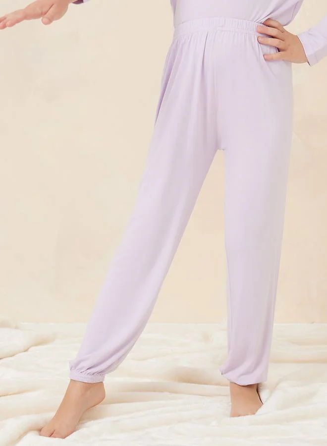 Styli Round Neck Top & Pyjama Set