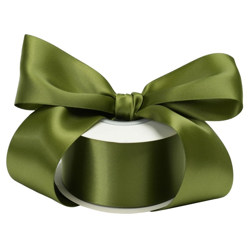 DINDOSAL Moss Green Ribbon for Gift Wrapping Dark Olive Green Thick Satin Ribbon 2 Inch for Crafts Green Christmas Ribbon Holiday Decorations Wedding Baby Shower 25Yards