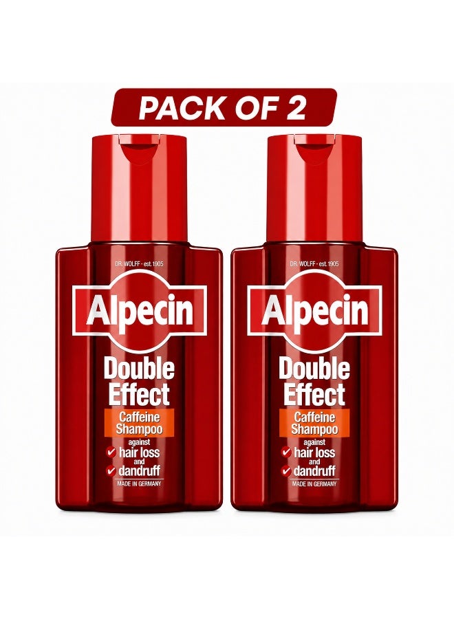Alpecin Double Effect Caffeine Shampoo 1X 200Ml Anti Dandruff And Natural Hair Growth Shampoo Energizer For Strong Hair Hair Care For Men Made In Germany, Red PACK OF 2