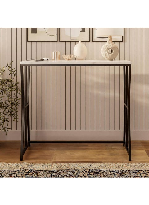 طاولة مدخل 90×30×80 سم - أسود وأبيض