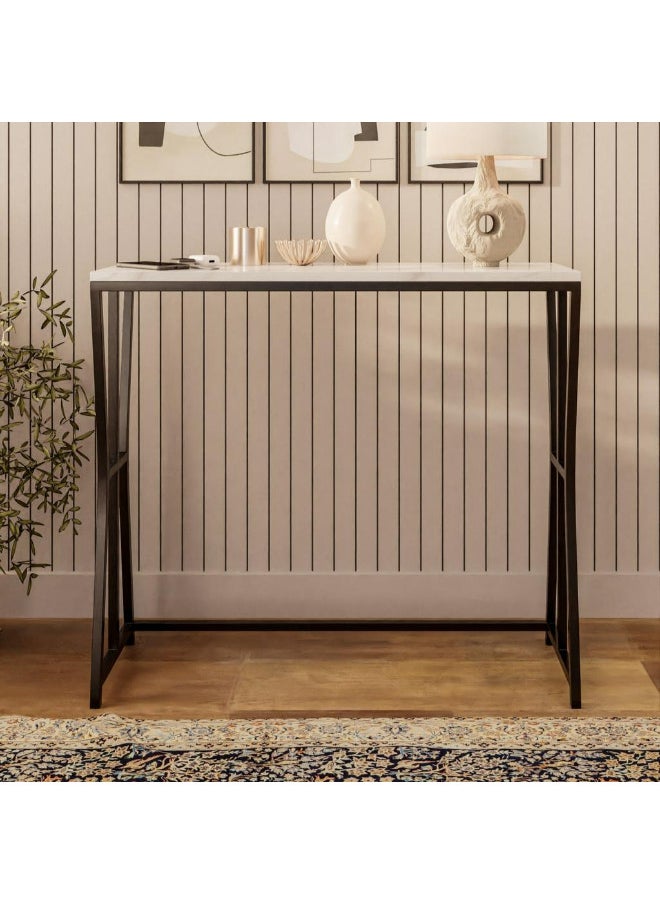 الهوم طاولة مدخل 90×30×80 سم - أسود وأبيض  - Image 1