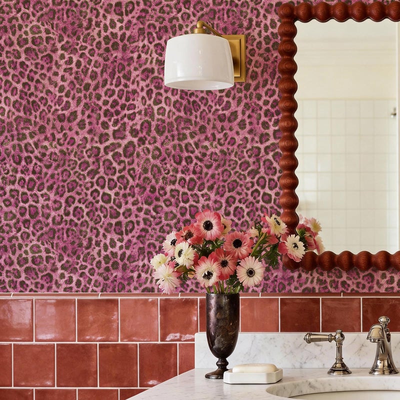 JiffDiff Upgrade Leopard Print Peel and Stick Wallpaper, 17.3" x 120" Waterproof Removable Self Adhesive Wallpaper, Pink Unique Funky Cheetah Contact Paper for Bedroom, Bathroom, Decor - Image 5