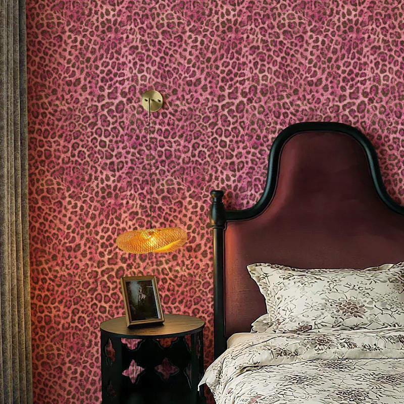 JiffDiff Upgrade Leopard Print Peel and Stick Wallpaper, 17.3" x 120" Waterproof Removable Self Adhesive Wallpaper, Pink Unique Funky Cheetah Contact Paper for Bedroom, Bathroom, Decor - Image 2