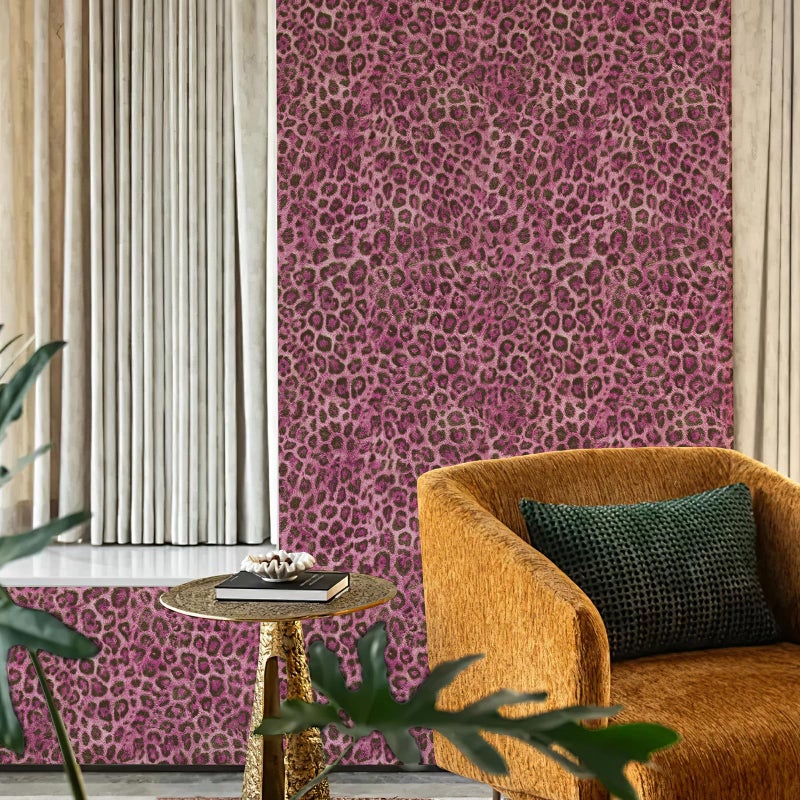 JiffDiff Upgrade Leopard Print Peel and Stick Wallpaper, 17.3" x 120" Waterproof Removable Self Adhesive Wallpaper, Pink Unique Funky Cheetah Contact Paper for Bedroom, Bathroom, Decor - Image 3