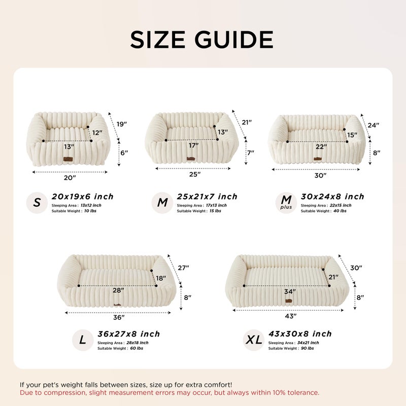 Bedsure ComfyFleeceâ„¢ Cute Dog Bed for Small Medium Dogs - Washable Furry Puppy Beds, Rectangle Orthopedic Corduroy Fleece Pet Beds with Removable Zipper Cover, 25x21x7inches,Sandy Beige - Image 5