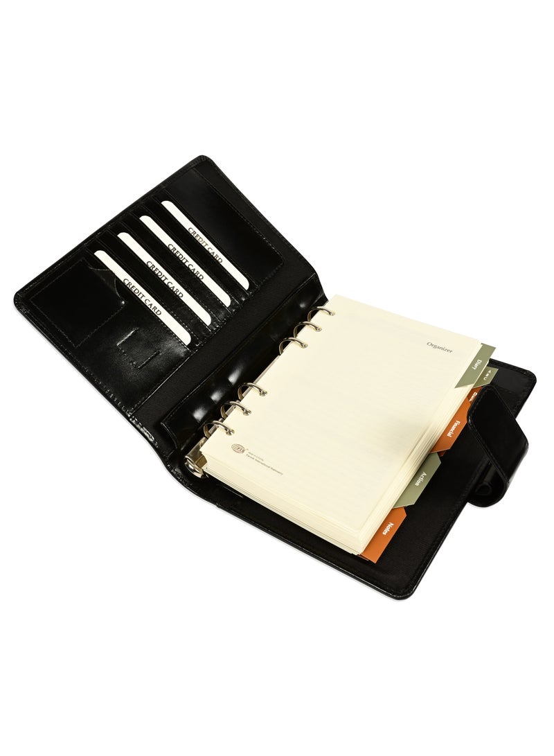 FIS® Leather Organizer "PLANUS", and Activity Journal, Size : (11x17cm), Color : Black_FSORLO6BK - Image 1