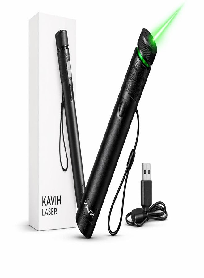 مؤشر ليزر أخضر عالي الطاقة من KAVIH قابل لإعادة الشحن عبر منفذ USB، مثالي للعروض التقديمية والتعليم والاستخدام الخارجي | قلم ليزر بعيد المدى لعلم الفلك واجتماعات العمل ولعب القطط - Image 1