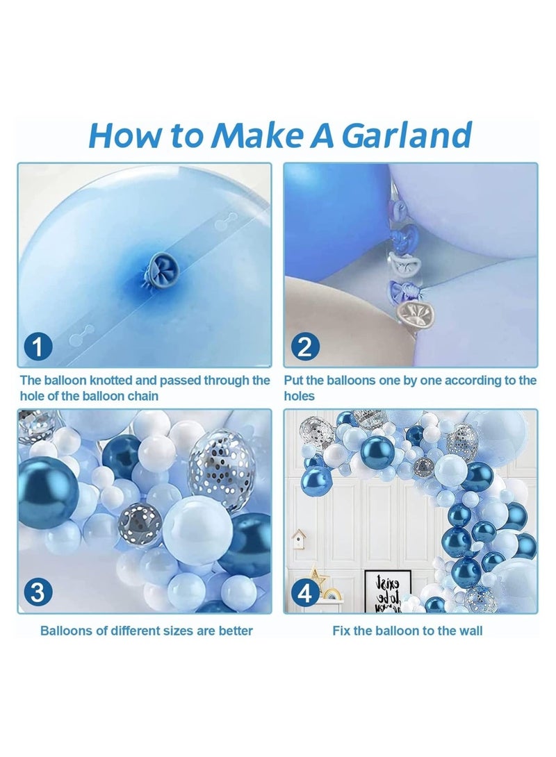 bbet 104PCS Blue White Latex Decorative Balloon Arch Garland Set - Perfect for Graduation Baby Shower Wedding Birthday Bachelorette Party Backdrop Decoration - Suitable for Indoor and Outdoor - Image 3