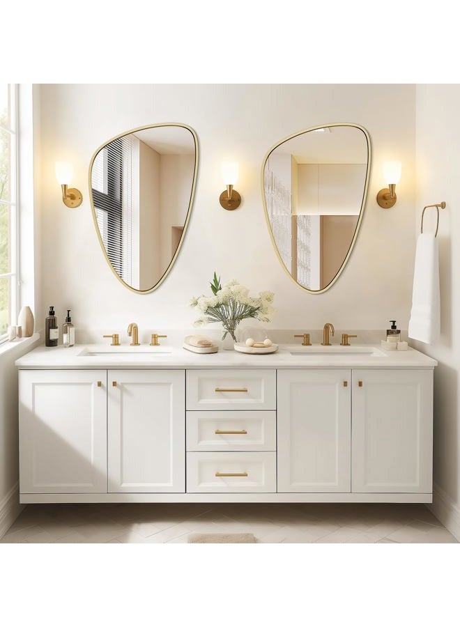WallBeyond Asymmetrical Mirror, Irregular Wall Mirror, Wall Mirrors Decorative for Bedroom Living Room entryway Hall, Wall Mirror for mid Century Modern Decor 31" H x 20" W, Gold - Image 2