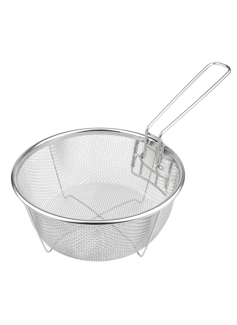 Majestic Stainless Steel Deep Mesh Frying Basket 19 cm with Detachable Handle – Multipurpose Strainer for Fries, Vegetables, Pasta & More – Ideal for Home & Commercial Kitchens  - Image 1