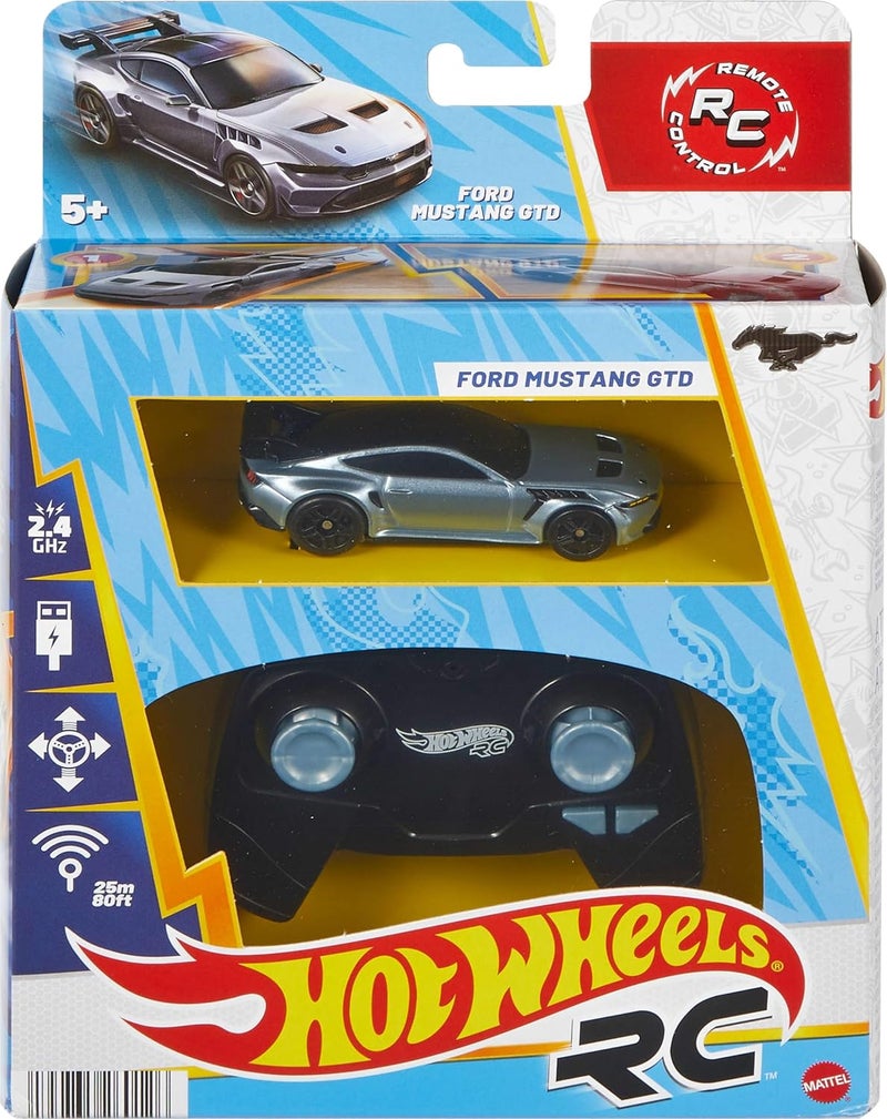 Hot Wheels Ford Mustang 1:64 Scale 2.4 GHz GTD Remote Car (Grey) - Image 1