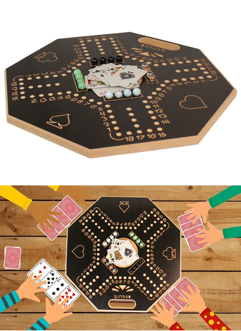 QUTOOB jackaroo board game for 4 players with cards and stones - Wooden Jackaroo Board Games -  Fun And Exciting Game For Family, Friends, Adults, Youth, and Kids, Best Quality Lighweight Portable Game Board  - Image 1