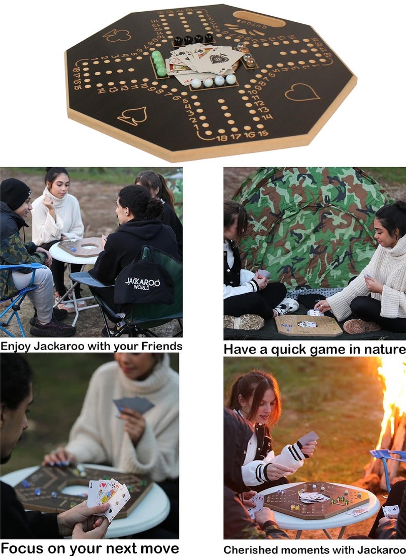 QUTOOB jackaroo board game for 4 players with cards and stones - Wooden Jackaroo Board Games -  Fun And Exciting Game For Family, Friends, Adults, Youth, and Kids, Best Quality Lighweight Portable Game Board  - Image 2