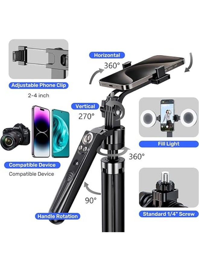 Auto Face Tracking Tripod for iPhone – 360° Rotation 4-in-1 Phone Tripod with Fill Light, 70” Extendable Smart Camera Mount with Selfie Light & Remote Gesture Control – No App Needed - Image 3