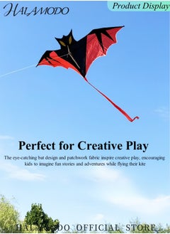 HALAMODO Kite for Kids Bat Kite with Red Tail Easy to Fly & Assemble Beach Kites with 5.3ft Kite String Perfect for Beach Trip Park Family Activities Outdoor Games  - Image 2