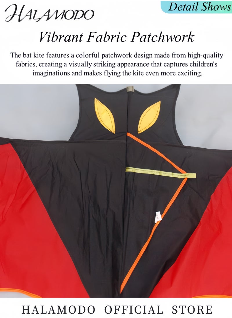 HALAMODO Kite for Kids Bat Kite with Red Tail Easy to Fly & Assemble Beach Kites with 5.3ft Kite String Perfect for Beach Trip Park Family Activities Outdoor Games  - Image 4