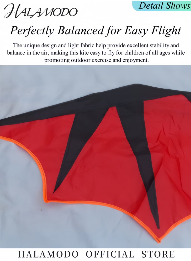 HALAMODO Kite for Kids Bat Kite with Red Tail Easy to Fly & Assemble Beach Kites with 5.3ft Kite String Perfect for Beach Trip Park Family Activities Outdoor Games  - Image 5