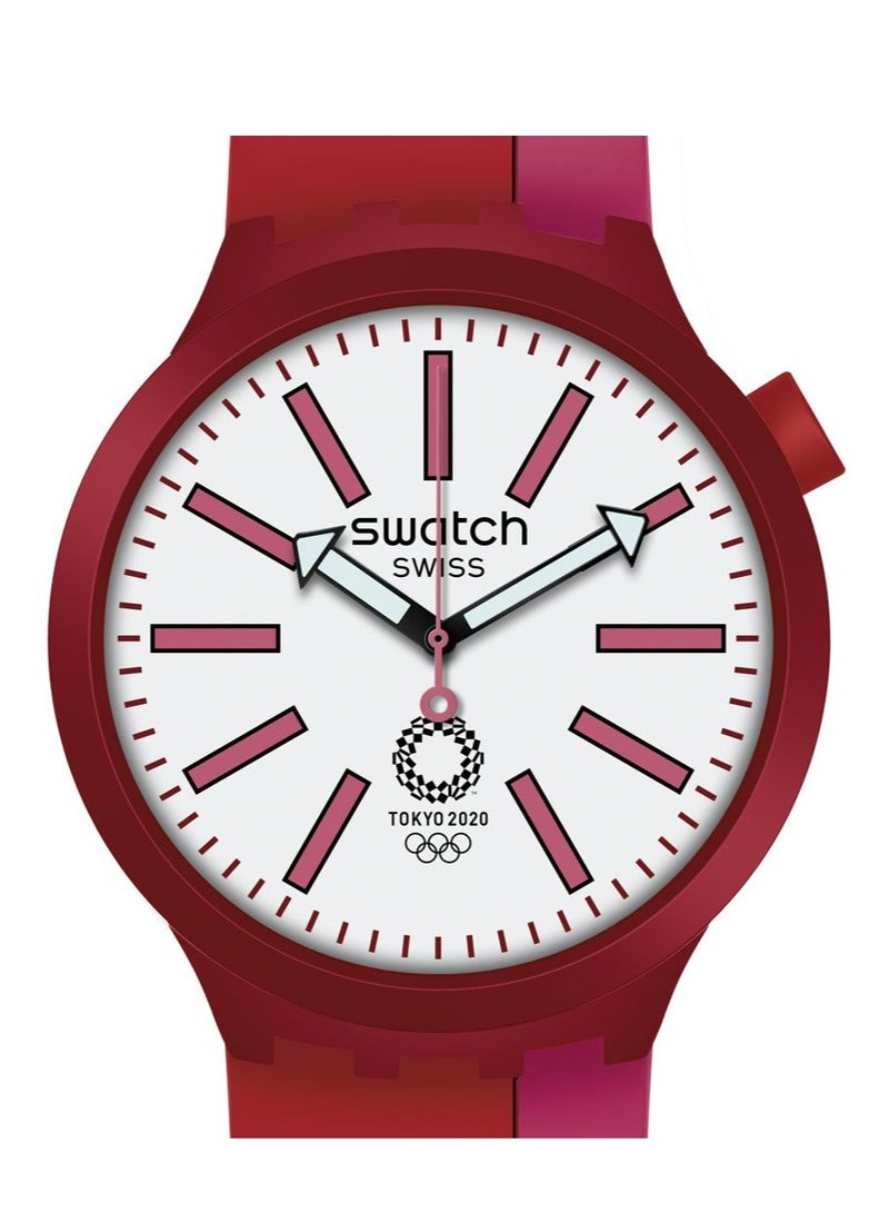 Swatch Unisex Bb Kurenai Red Quartz Movement Water Resistant Wrist Watch - 47 Mm - Image 1